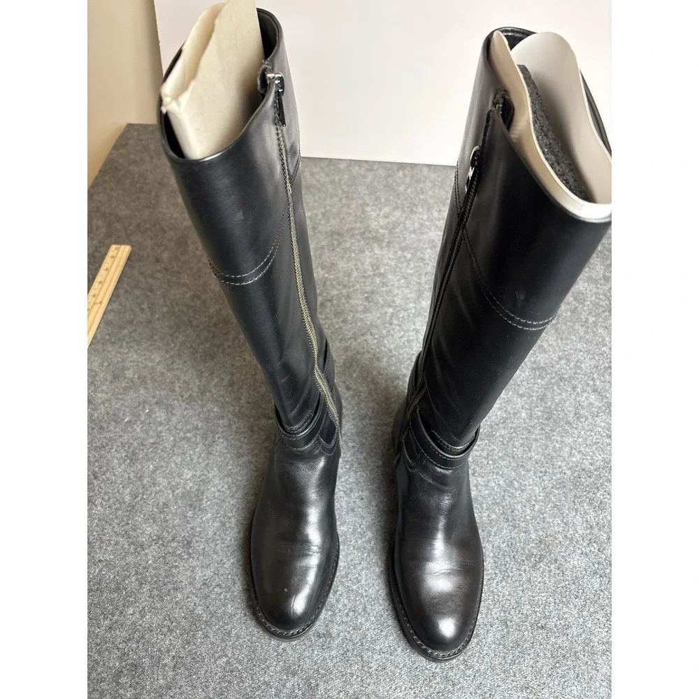 Coach Knee High‎ Boots Black Leather Turnlock Womens Size 7B Riding Boots  S1